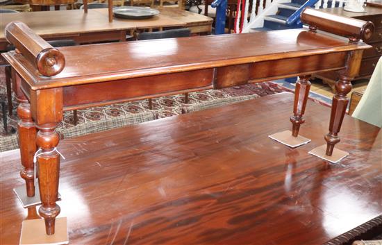 A Victorian mahogany hall bench W. 121cm